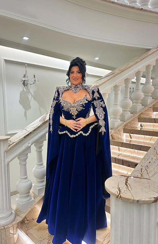 Victorian-Inspired A-Line High Collar Cutout Sweet 16th Dresses Long Sleeve Appliques Sequins Prom Dress AP6241