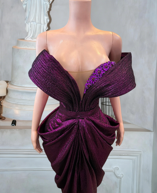 Cozy Sheath Strapless Ruched Sweet 16th Dresses High-Slit Sequins Prom Dress AP6245