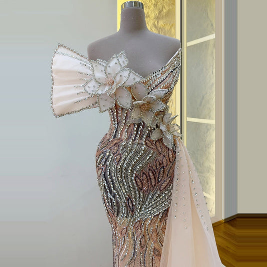 Glam Strapless Sheath Sweet 16th Dresses Handmade Flowers Crystals Beading Prom Dress AP6267