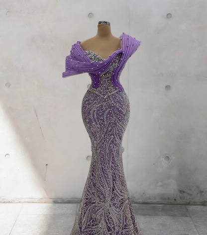 French Style Off-Shoulder Mermaid Evening Dresses Sequins Beading Crystals Prom Dress AP6275