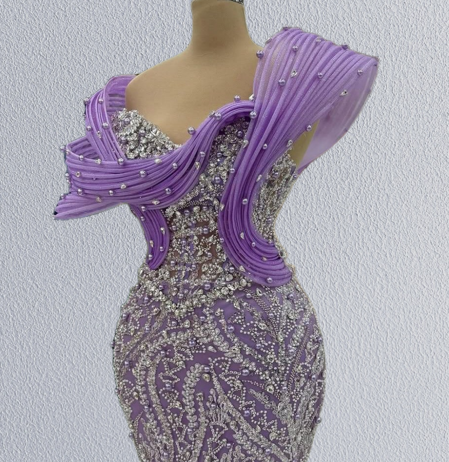 French Style Off-Shoulder Mermaid Evening Dresses Sequins Beading Crystals Prom Dress AP6275