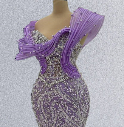 French Style Off-Shoulder Mermaid Evening Dresses Sequins Beading Crystals Prom Dress AP6275