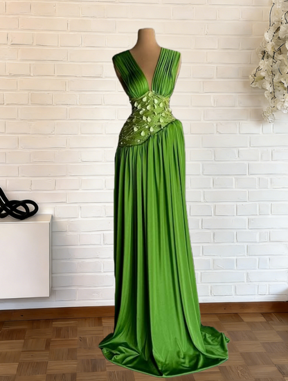 Dreamy Sheath V Neck Sweet 16th Dresses Sequins Green Prom Dress AP6336