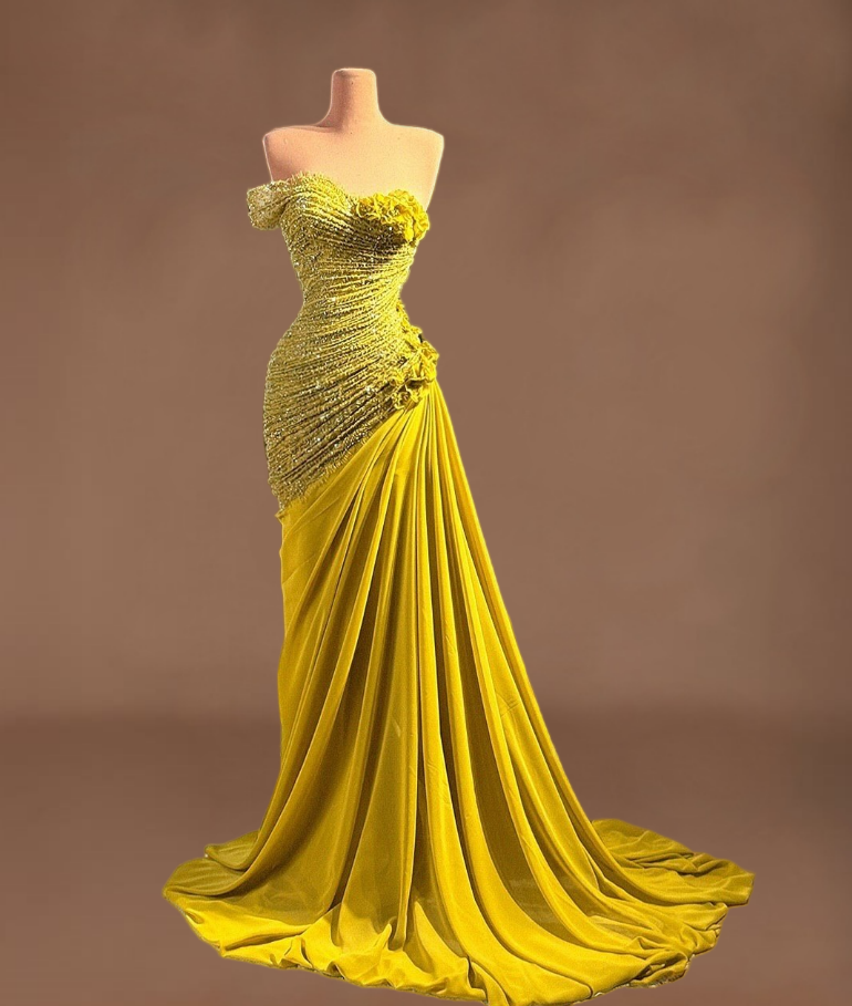 Exquisite Off-Shoulder Gathered Sheath Evening Dresses Beading Appliques Prom Dress AP6378