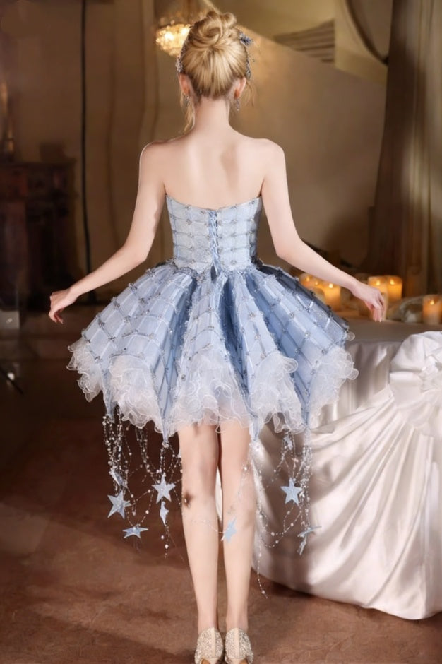 Stunning A-Line Strapless Birthday Dresses Beads Homecoming Dress AP6418