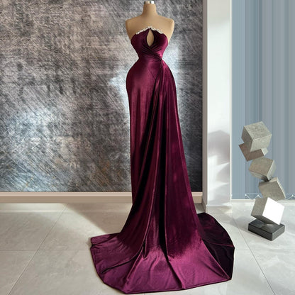 Gen Z Style Sheath Cutout Evening Dresses Strapless Beading Prom Dress AP6443