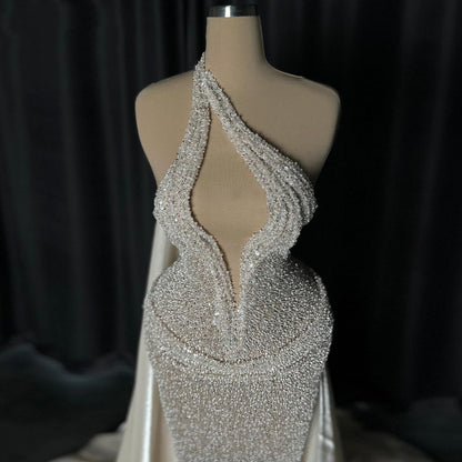 Vogue Sheath One Shoulder Evening Dresses Beading Sequins Prom Dress AP6453