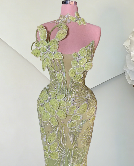 Elegant Sheath Appliques Evening Dresses Strapless Sequins Beads Prom Dress AP6493
