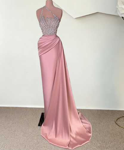 Bling One Shoulder Sheath Sweet 16th Dresses Rhinestones Pink Prom Dress AP6518
