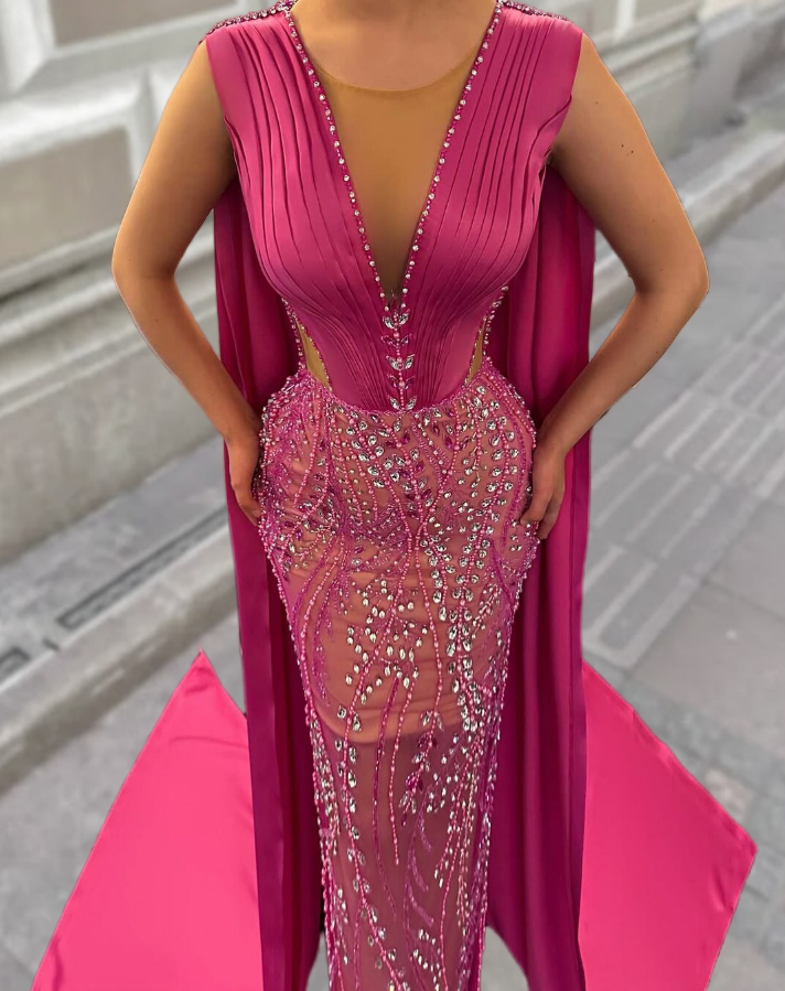 Hottie Sheath V Neck Sweet 16th Dresses Crystals Pleated Prom Dress AP6533