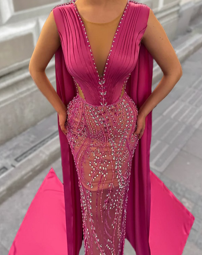 Hottie Sheath V Neck Sweet 16th Dresses Crystals Pleated Prom Dress AP6533