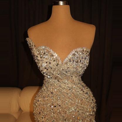 Boho-Inspired Sheath Strapless Sweet 16th Dresses Sequins Crystals Prom Dress AP6540