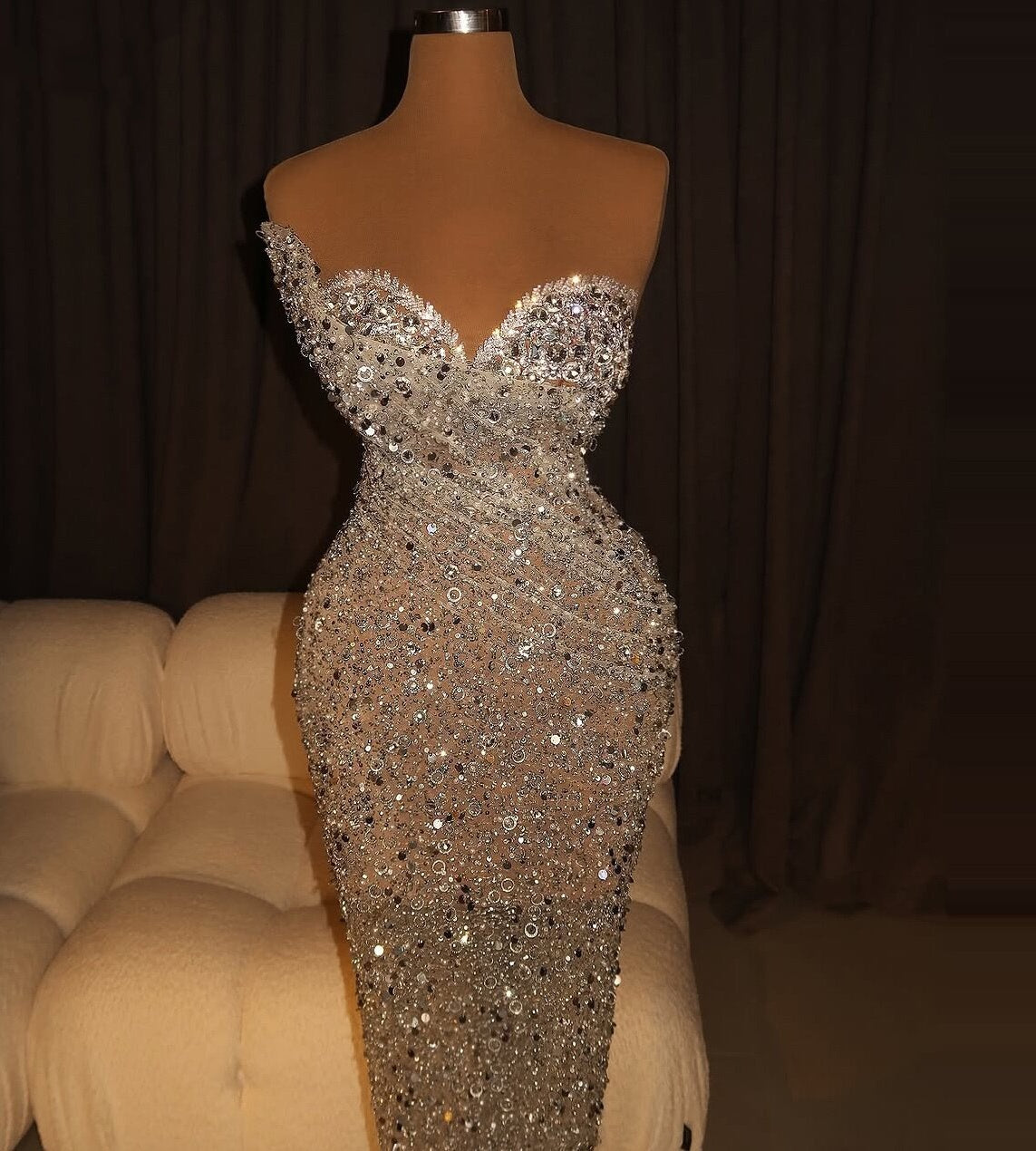 Boho-Inspired Sheath Strapless Sweet 16th Dresses Sequins Crystals Prom Dress AP6540