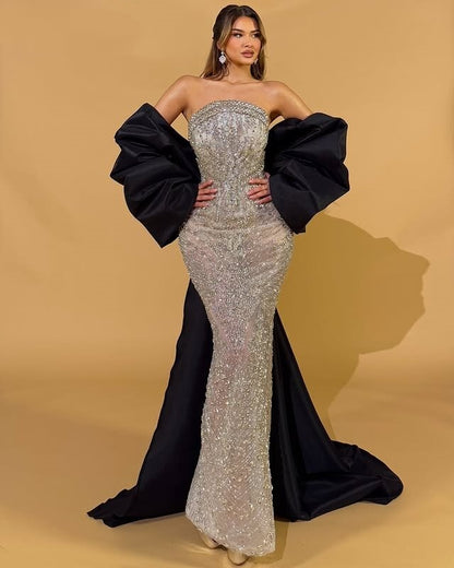 Superb Sheath Strapless Sweet 16th Dresses Rhinestones Sequins Prom Dress AP6546