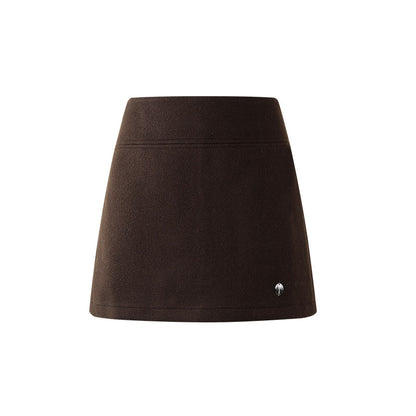 Fabulous Short Jacket Dark Brown Long Sleeve Mini Skirt Two Piece Elegant Taupe Wool Blend White Faux Fur Collar Gold Accents Short Dress AP6562