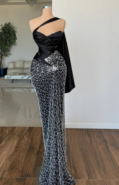 Fashionable Prom Dress Beads Sheath Strapless Evening Dress AP6584