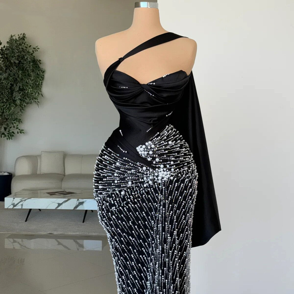 Fashionable Prom Dress Beads Sheath Strapless Evening Dress AP6584