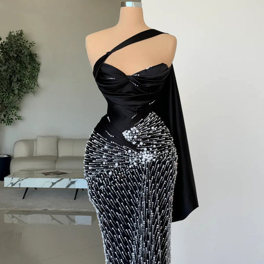 Fashionable Prom Dress Beads Sheath Strapless Evening Dress AP6584