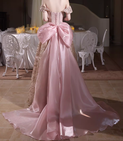 French Style Prom Dress Off-Shoulder A-Line Evening Dress Sequins Beading Appliques Sweet 16th Dresses AP6585