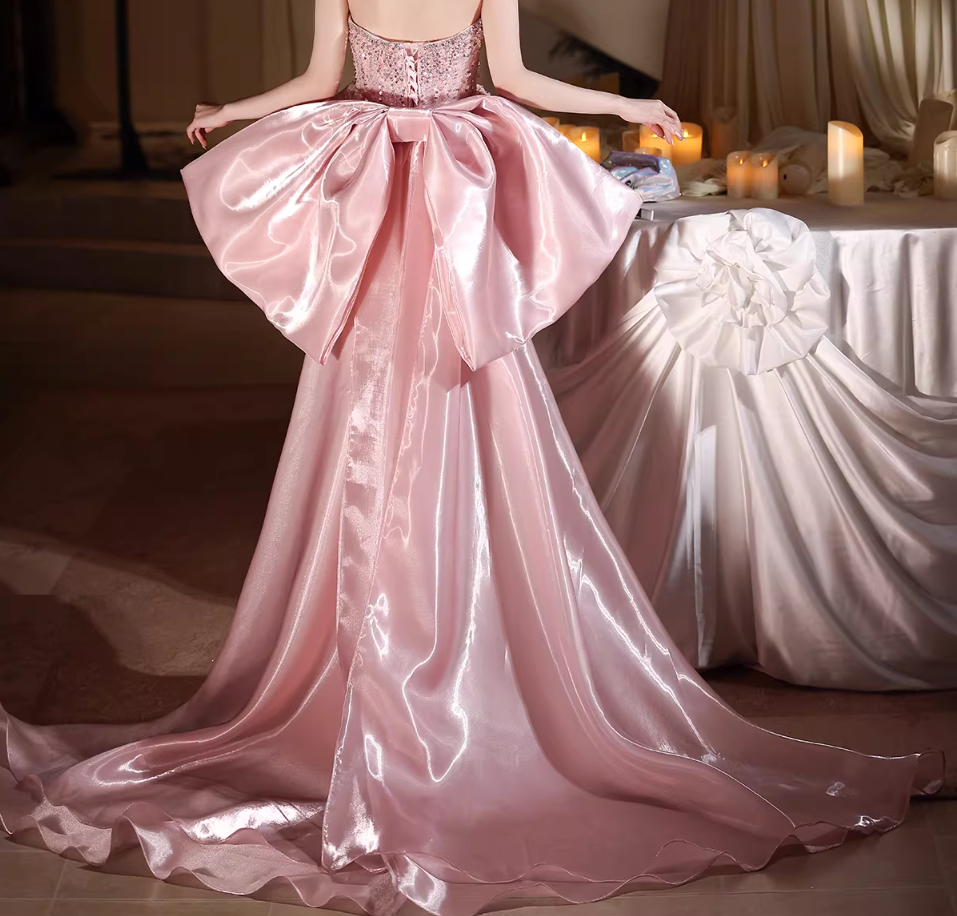 Minimalist Homecoming Dress A-Line Strapless Sequins Pink Birthday Dresses AP6587