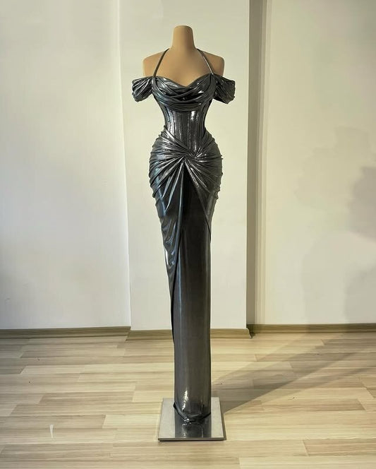 Stylish Prom Dress Sheath Off-Shoulder Ruched Evening Dress AP6592