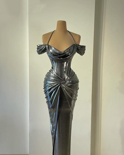 Stylish Prom Dress Sheath Off-Shoulder Ruched Evening Dress AP6592