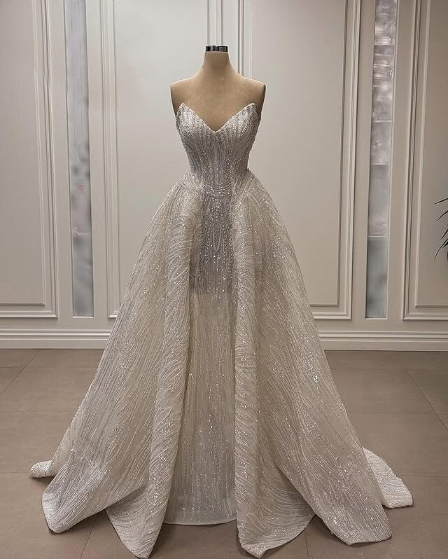 Lovely Wedding Dress Ideas Sequins Beaded Bridal Parties Strapless A-Line Ball Gowns AP6626