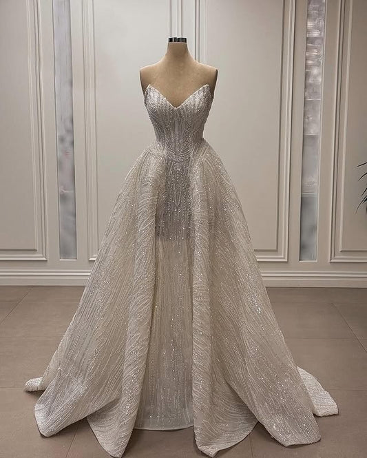 Lovely Wedding Dress Ideas Sequins Beaded Bridal Parties Strapless A-Line Ball Gowns AP6626