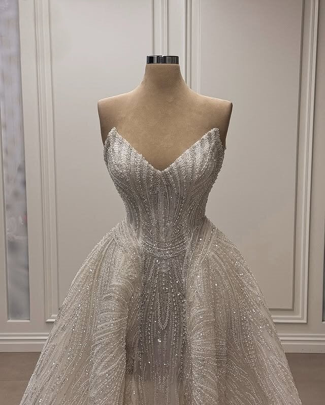 Lovely Wedding Dress Ideas Sequins Beaded Bridal Parties Strapless A-Line Ball Gowns AP6626