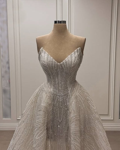 Lovely Wedding Dress Ideas Sequins Beaded Bridal Parties Strapless A-Line Ball Gowns AP6626