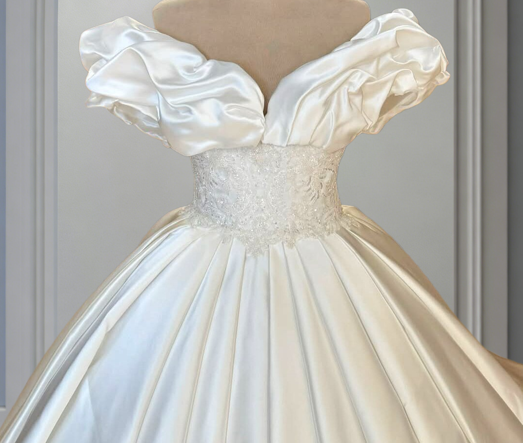 Fabulous Off-Shoulder Wedding Dress Ideas A-Line Sequins Ivory Bridal Gown AP6653