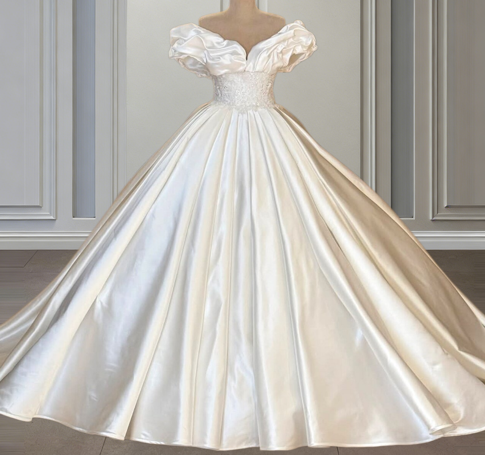 Fabulous Off-Shoulder Wedding Dress Ideas A-Line Sequins Ivory Bridal Gown AP6653