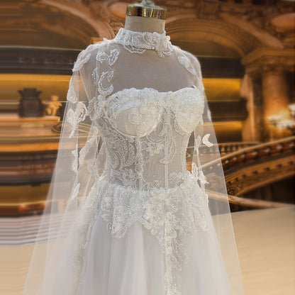 Luxury Strapless Wedding Dress A-Line Sequins Bridal Gown AP6656