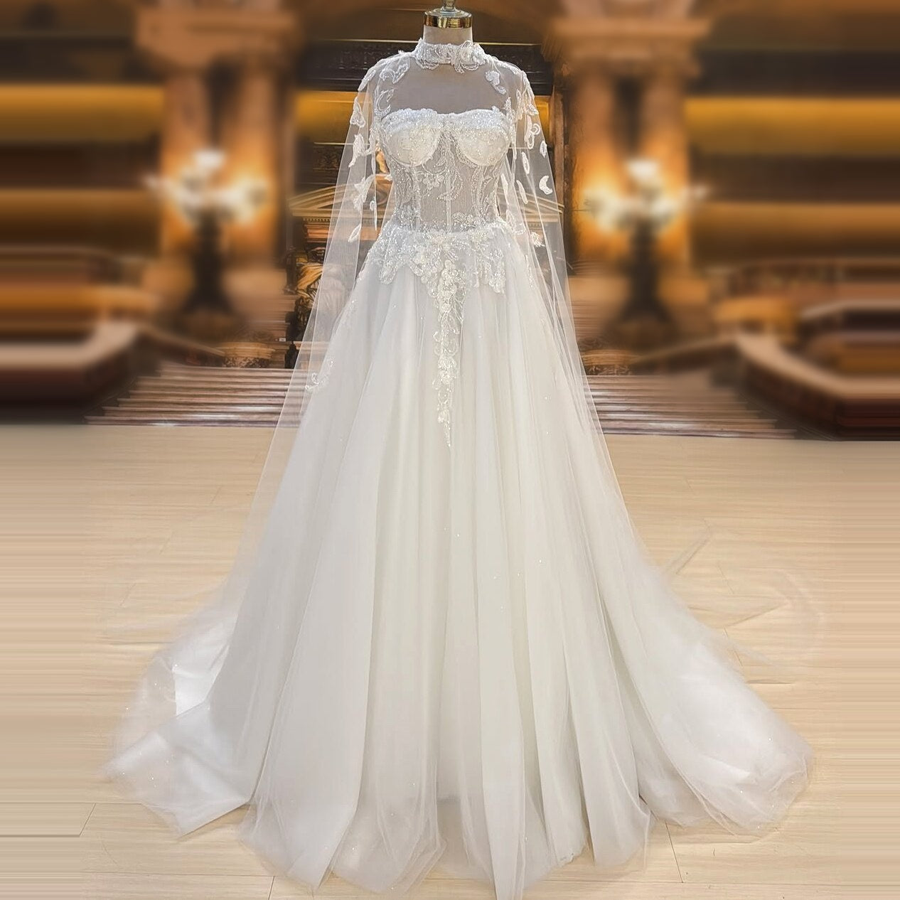 Luxury Strapless Wedding Dress A-Line Sequins Bridal Gown AP6656