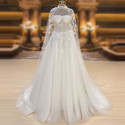 Luxury Strapless Wedding Dress A-Line Sequins Bridal Gown AP6656