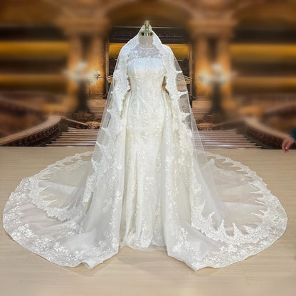 Graceful Wedding Dress Lace Appliques Long Sleeve Mermaid Bridal Dress AP6657