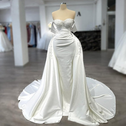 Playful Off-Shoulder Wedding Dresses Ideas Beaded A-Line Bridal Gown AP6686