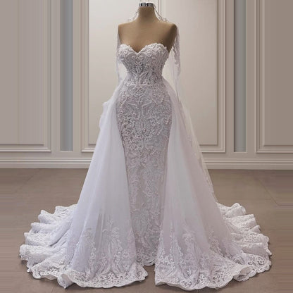 Y2K Style Strapless Wedding Dress A-Line Beaded Bridal Gown AP6703