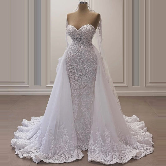 Y2K Style Strapless Wedding Dress A-Line Beaded Bridal Gown AP6703