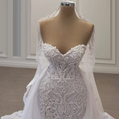 Y2K Style Strapless Wedding Dress A-Line Beaded Bridal Gown AP6703
