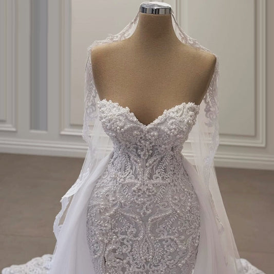 Y2K Style Strapless Wedding Dress A-Line Beaded Bridal Gown AP6703