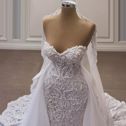 Y2K Style Strapless Wedding Dress A-Line Beaded Bridal Gown AP6703
