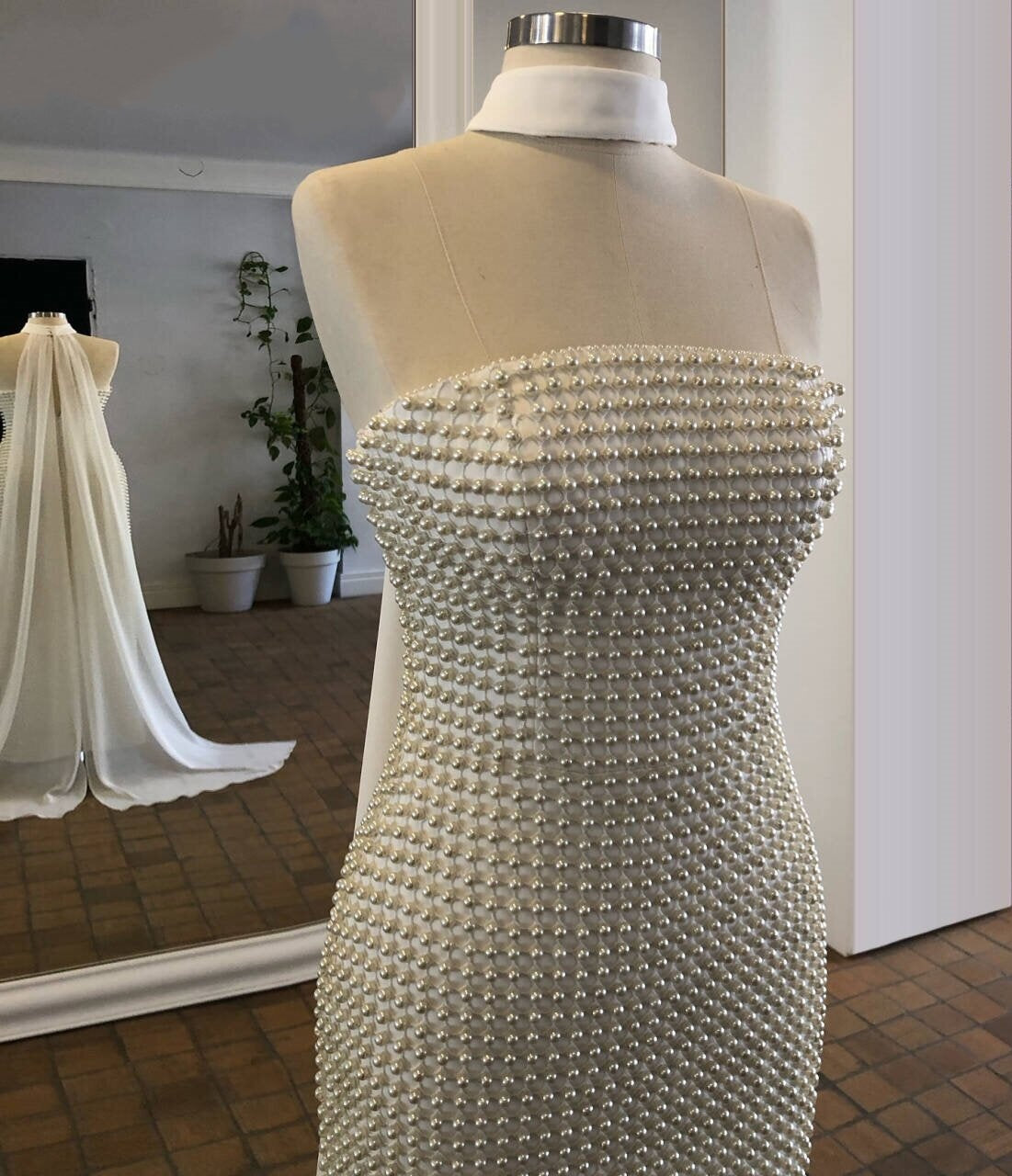 Dainty Ivory Prom Dress Strapless Sheath Evening Outfit Beads Formal Dress AP6727