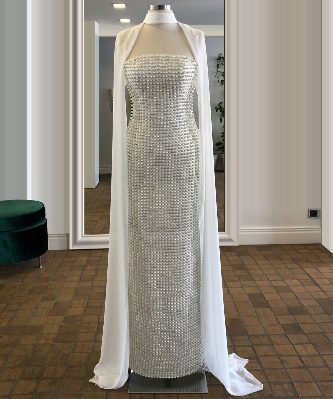 Dainty Ivory Prom Dress Strapless Sheath Evening Outfit Beads Formal Dress AP6727