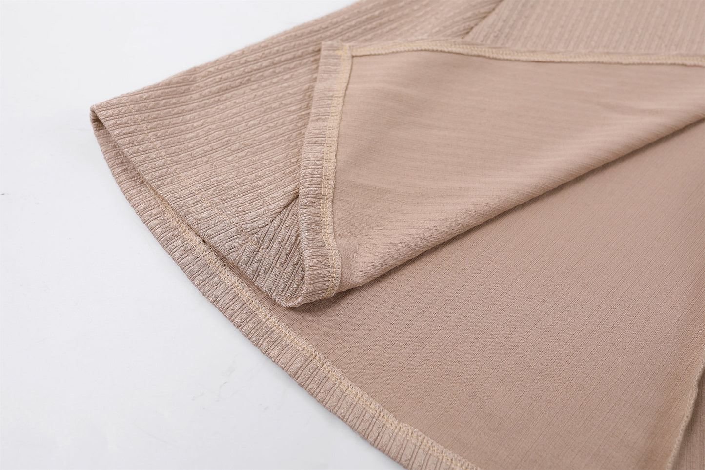 Glamorous Bold Brown Ruffle Detail Sheath Maxi Dress Elegant Beige Knit V Neck Long Sleeves Slit Long Dress AP6756