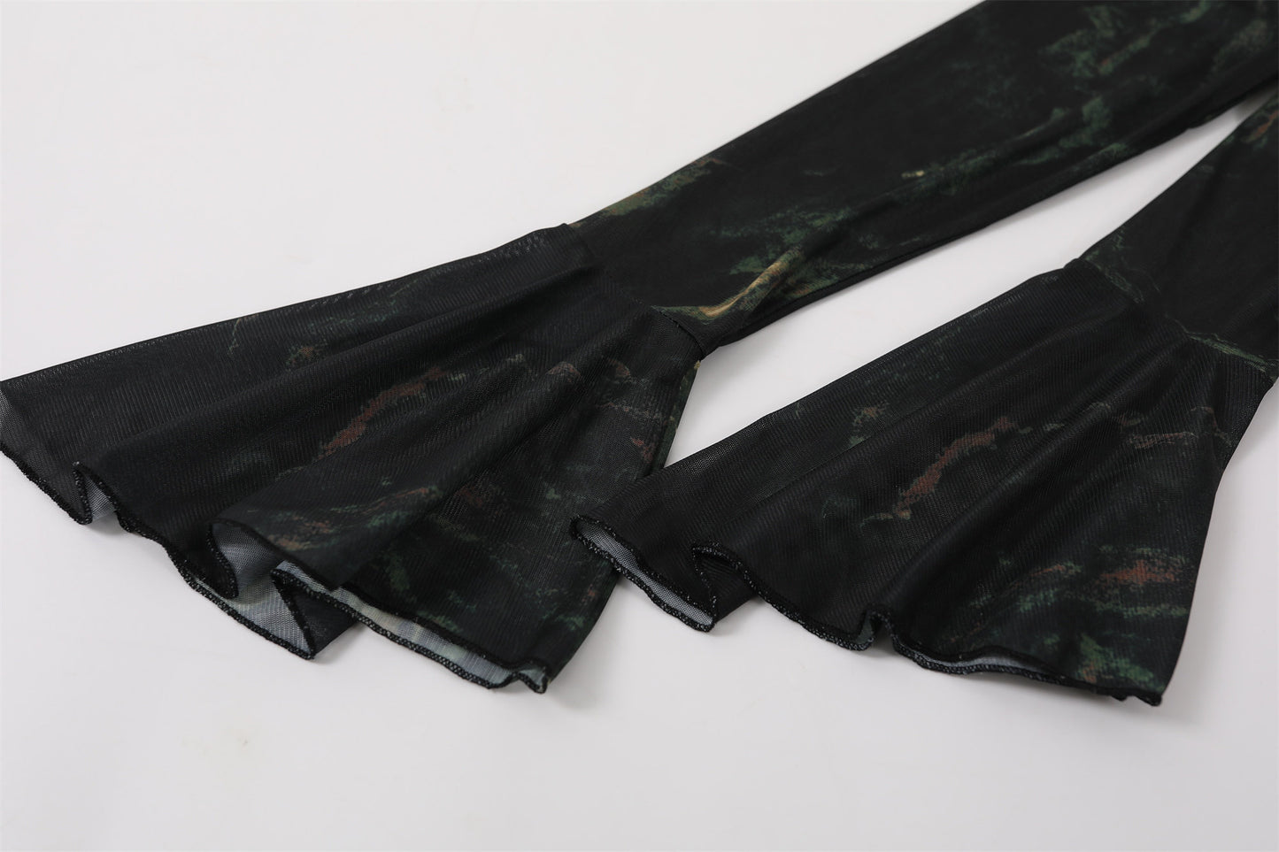 Stunning Metallic Swirl Print Sheath Maxi Dress Mystical Black Sheer Bell Sleeves Long Dress AP6758