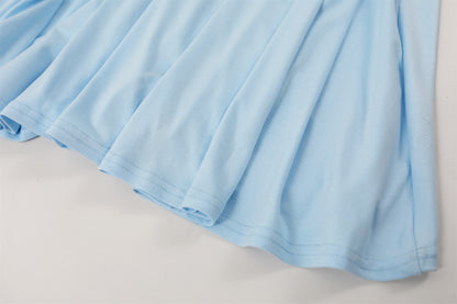 Novelty Sky Blue Asymmetrical Neck A-Line Maxi Dress Long Sleeve 3D Floral Detail Long Dress AP6759