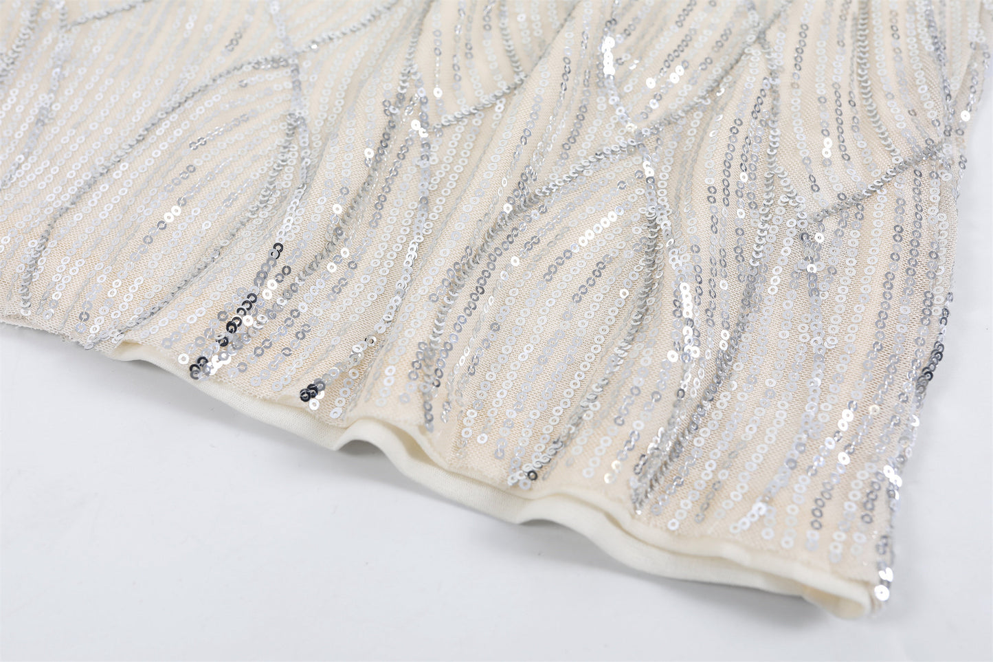 French Style Wave Pattern Bodycon Midi Dress Glam Sequin Halter Long Dress AP6763