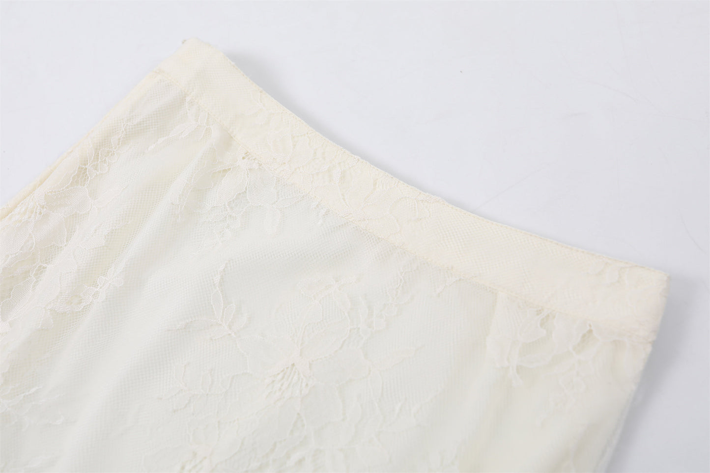 Minimalist Smocked Spaghetti Strap Top Tiered Maxi Skirt Ethereal Cream Lace Tulle Set A-Line Long Dress AP6764