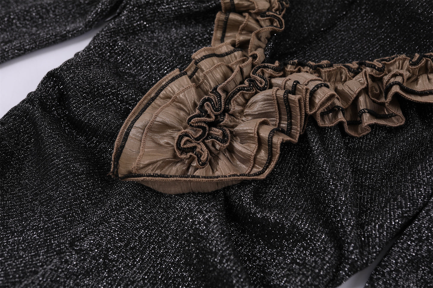 Charming Tie-Dye V Neck A-Line Maxi Dress Bohemian Grey Knit Brown Ruffle Accent Long Dress AP6766